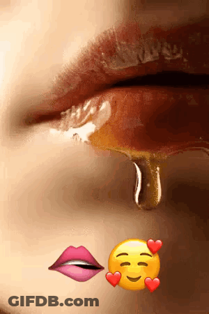 Woman Lips With Honey Drip GIF