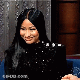 Woman Long Black Hair Smiling Black Top Buttons GIF
