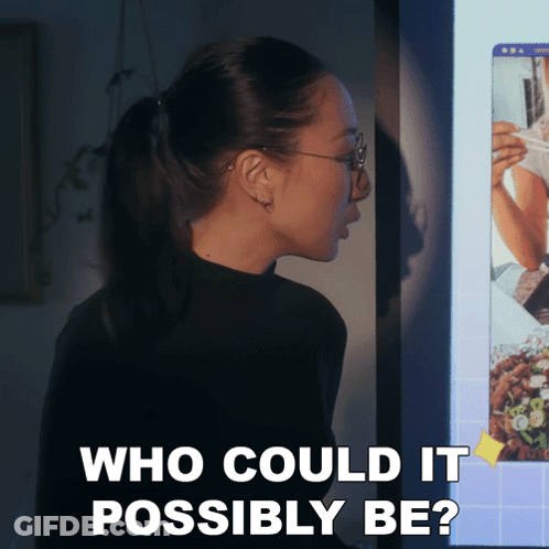 Woman Looking At Computer Saying Who Could It Possibly Be GIF