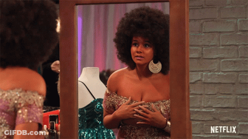 Woman Looking At Herself In Mirror Netflix GIF