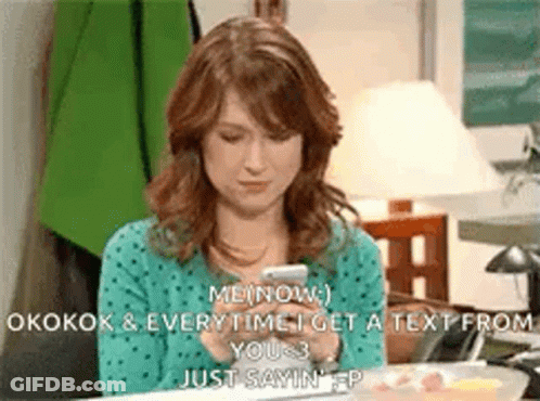 Woman Looking At Phone Saying Me Now GIF