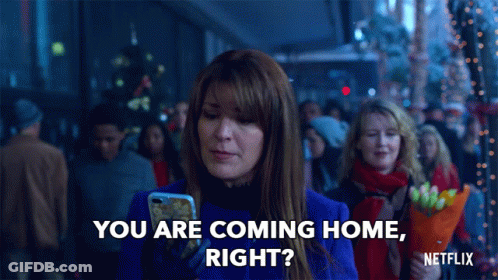 Woman Looking At Phone Saying You Are Coming Home Right GIF
