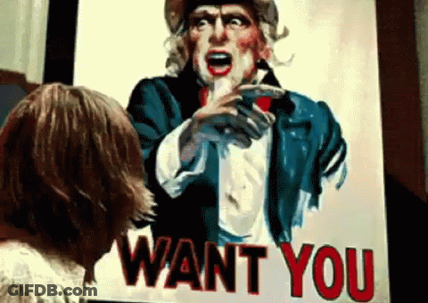 Woman Looking At Uncle Sam Want You Painting GIF