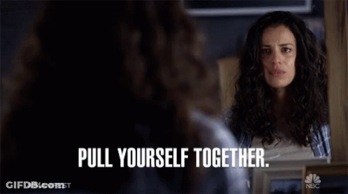 Woman Looking In Mirror Saying Pull Yourself Together GIF