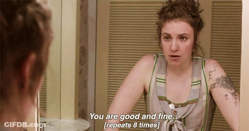 Woman Looking In Mirror Saying You Are Good And Fine GIF