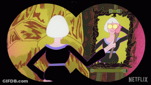 Woman Looking In Mirror With Netflix Logo GIF
