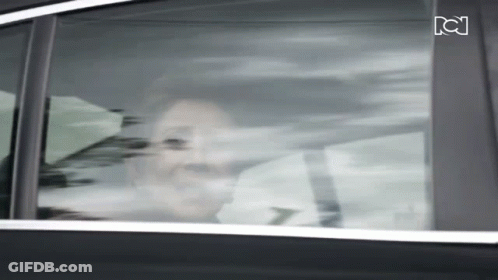 Woman Looking Out Car Window With Letter C GIF