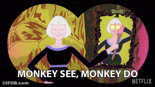 Woman Looking Through Binoculars Monkey See Monkey Do GIF