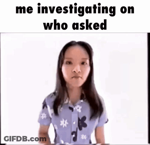Woman Looking Through Magnifying Glass At Someone Who Asked Her GIF