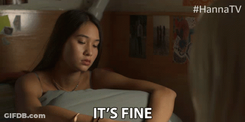 Woman Lying In Bed Saying Its Fine GIF