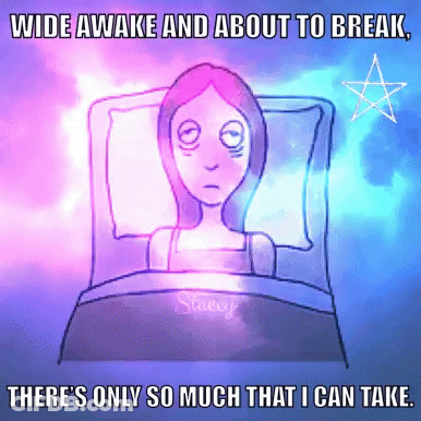 Woman Lying In Bed Wide Awake And About To Break GIF