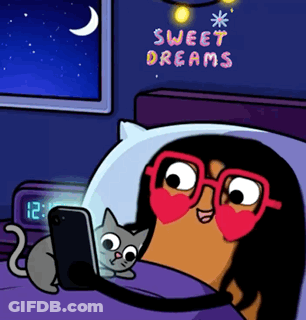 Woman Lying In Bed With Cat Sweet Dreams GIF