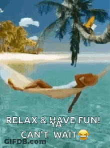 Woman Lying In Hammock On Beach GIF