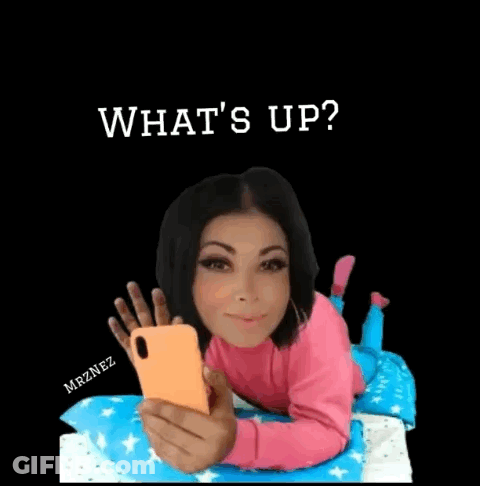 Woman Lying On Bed Holding Phone What Up GIF