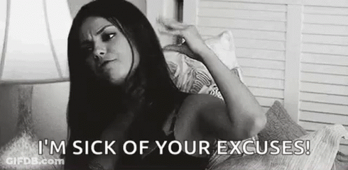 Woman Lying On Bed Saying Im Sick Of Your Excuses GIF