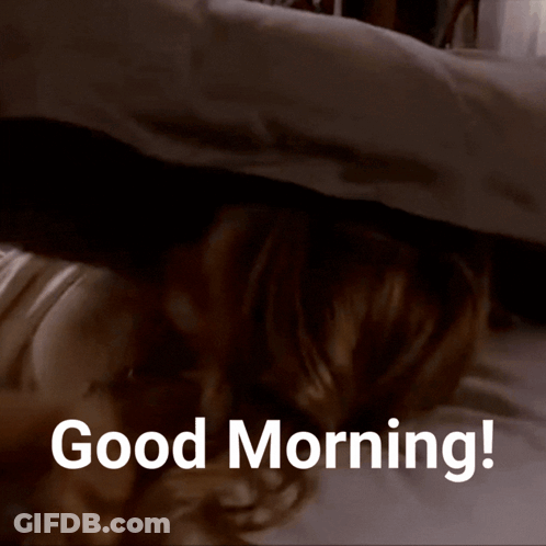 Woman Lying On Bed With Good Morning GIF