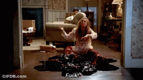 Woman Lying On Floor With Blood And Saying Fuck GIF