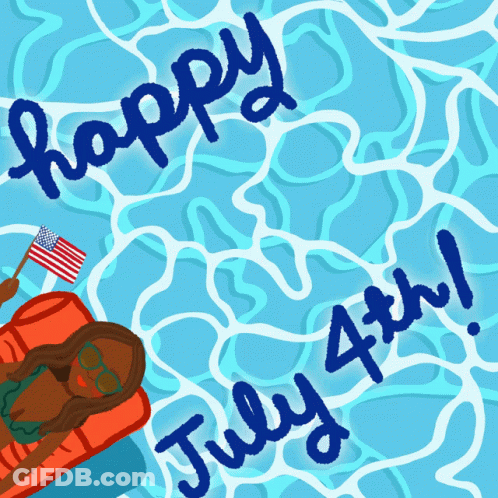 Woman Lying On Raft In Pool Happy July 4Th GIF
