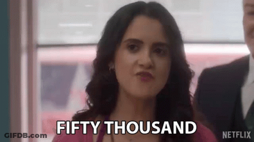 Woman Making Face Saying Fifty Thousand GIF
