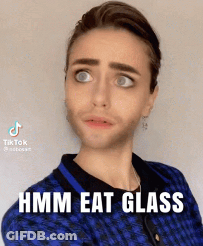 Woman Making Funny Face Hmm Eat Glass GIF