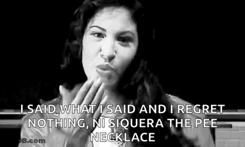Woman Making Funny Face In Black And White Photo With Necklace GIF