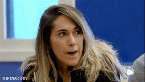 Woman Making Funny Face In Front Of Recco TV GIF