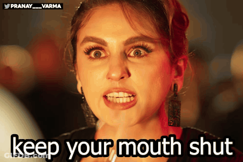 Woman Making Funny Face Keep Your Mouth Shut GIF