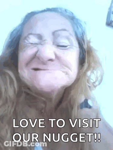 Woman Making Funny Face Love To Visit Our Nugget GIF