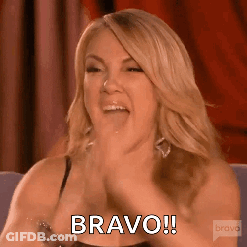 Woman Making Funny Face Saying Bravo GIF