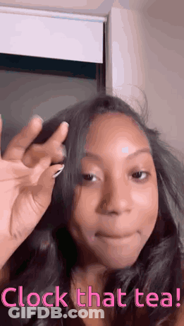 Woman Making Funny Face Saying Clock That Tea GIF