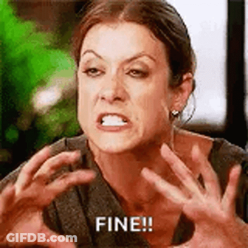 Woman Making Funny Face Saying Fine GIF