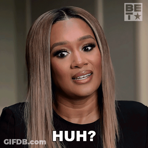 Woman Making Funny Face Saying Huh GIF