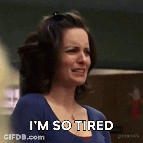 Woman Making Funny Face Saying Im So Tired GIF