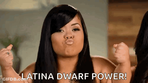 Woman Making Funny Face Saying Latina Dwarf Power GIF
