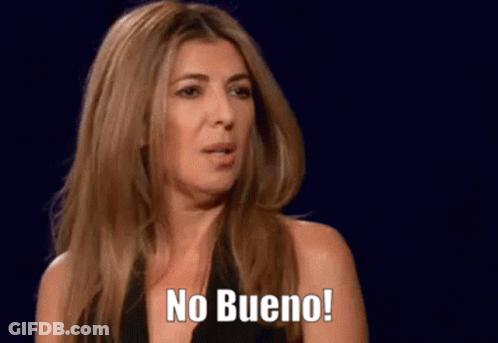 Woman Making Funny Face Saying No Bueno GIF