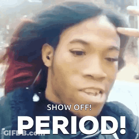 Woman Making Funny Face Show Off GIF