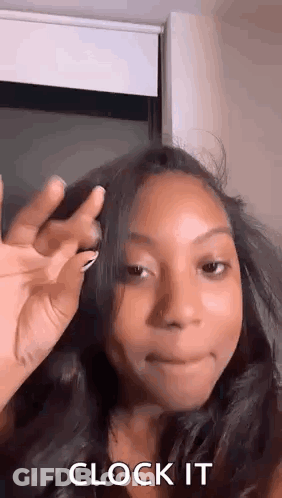 Woman Making Funny Face With Hair GIF