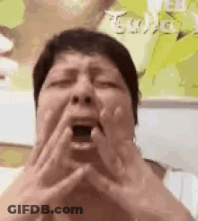 Woman Making Funny Face With Hands On Face GIF