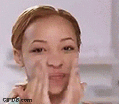 Woman Making Funny Face With Hands GIF