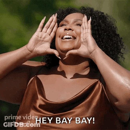 Woman Making Heart Shape Saying Hey Bay Bay GIF
