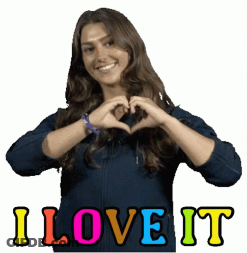 Woman Making Heart With Hands Saying I Love It GIF