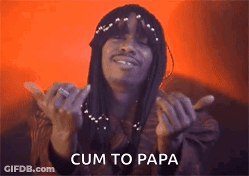 Woman Making Peace Sign Saying Cum To Papa GIF