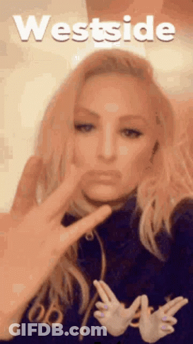 Woman Making Peace Sign With Westside GIF