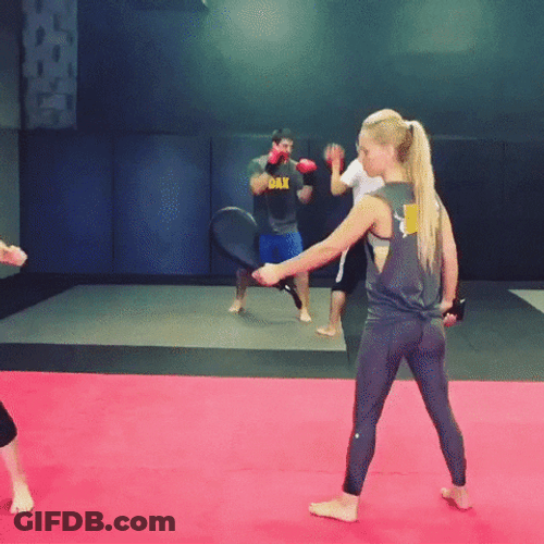 Woman Martial Art Training Kicks GIF