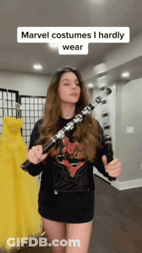 Woman Marvel Costume Transition GIF
