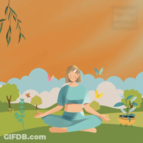 Woman Meditating In Park Advertisement GIF