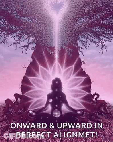 Woman Meditating Under Tree Saying Onward And Upward GIF