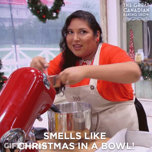 Woman Mixing Ingredients On The Great Canadian Baking Show GIF