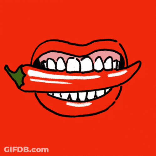 Woman Mouth With Pepper Sticking Out GIF