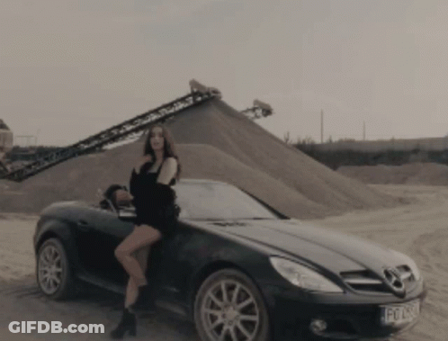 Woman Next To Black Mercedes With License Plate F0 LSS GIF